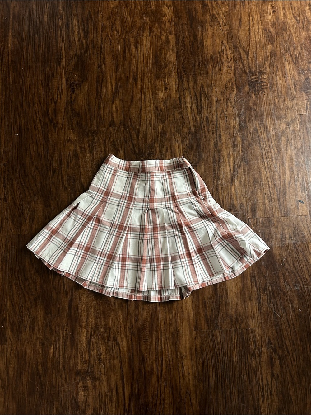 aerie Plaid Circle Skirt in Cream and Rust